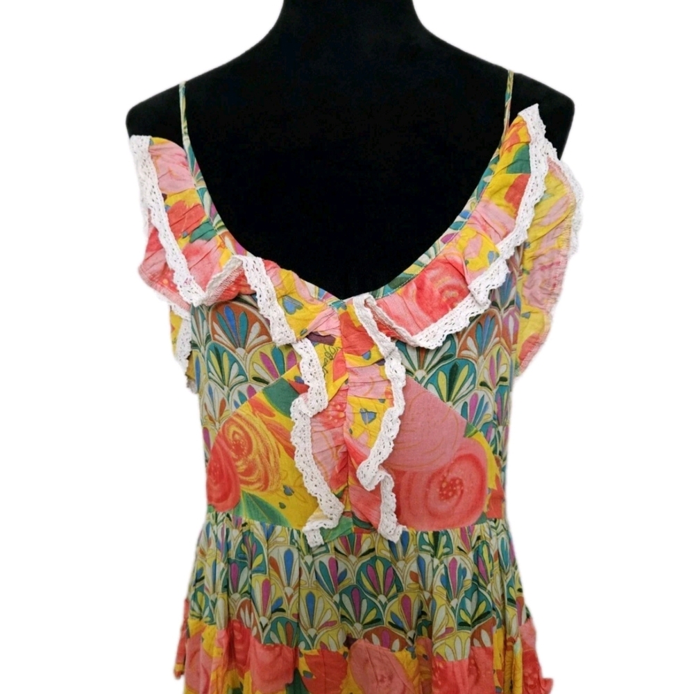NWT- Beatnik Philosophy Colorful Mirrored Tiered Dress-Size Medium - Picture 8 of 17